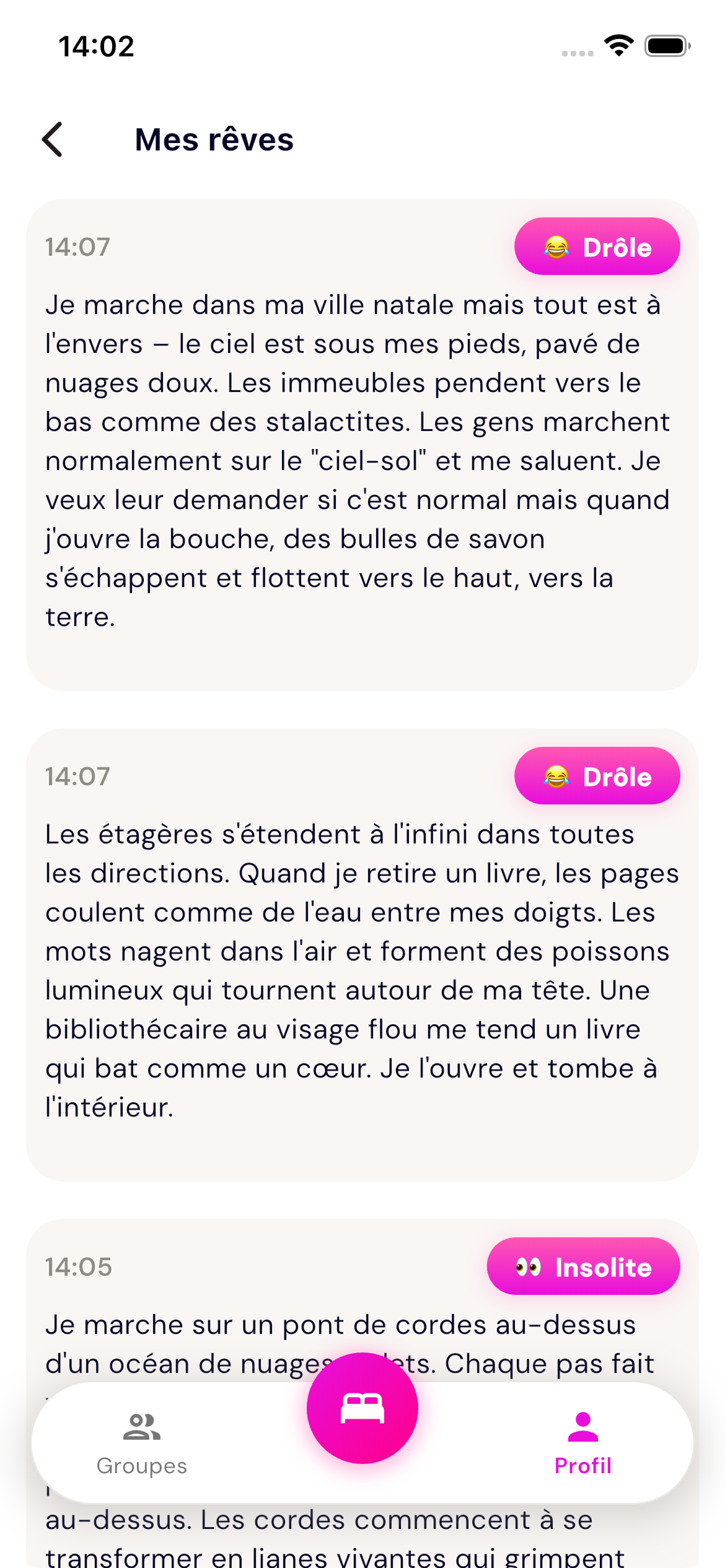 Liste des mes rêves