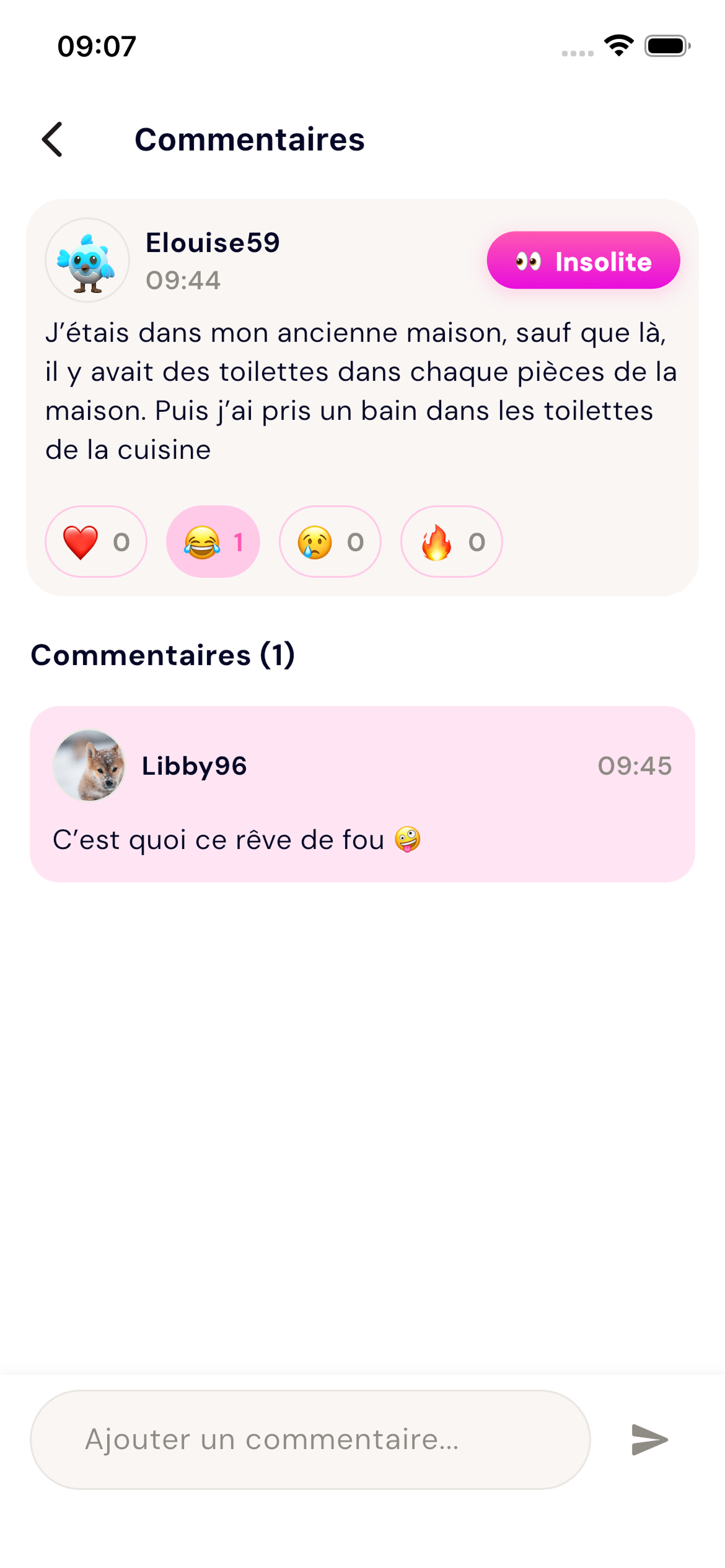 Réaction à un rêve